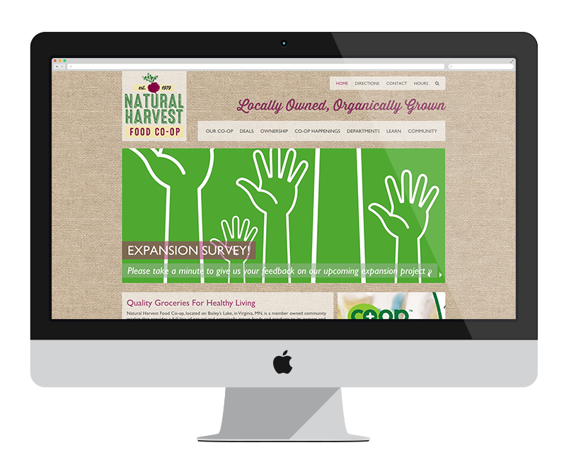 Natural Harvest Food Co-op: Minnesota web design and development - retail